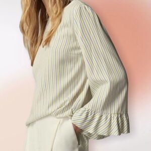 Massimo Dutti‎ Ruffled Sleeve Striped Top Size 4